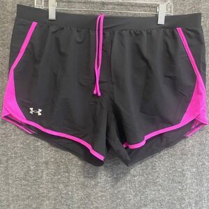 NEW Under Armour Fly By 2.0 Running‎ Shorts Womens XL Black HeatGear Lined Gym
